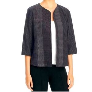 Eileen‎ Fisher 100% Organic Cotton Karume Dash Coat Black and White Size Large